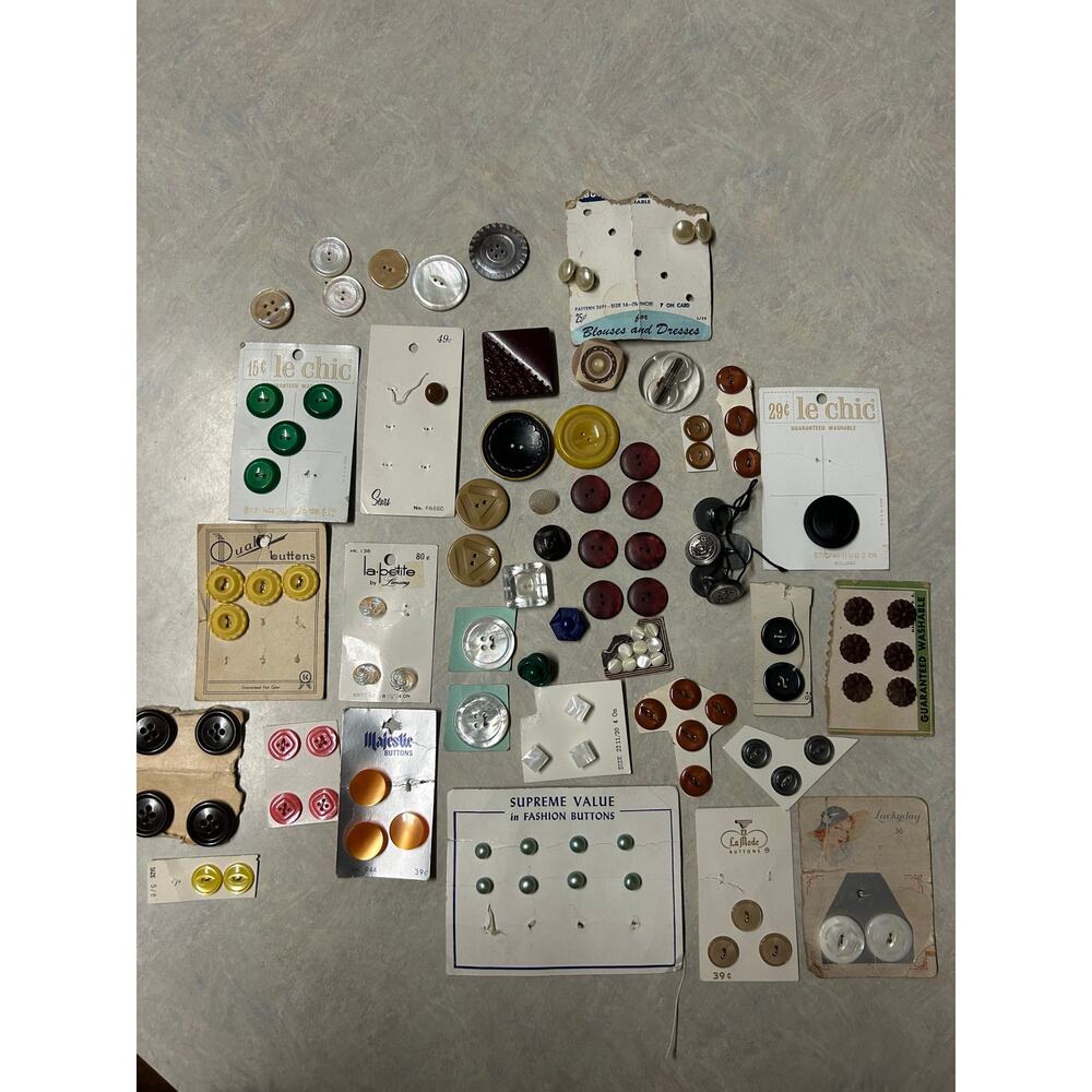 Vintage Buttons Assorted Sizes, Shapes, Colors, Styles and Brands